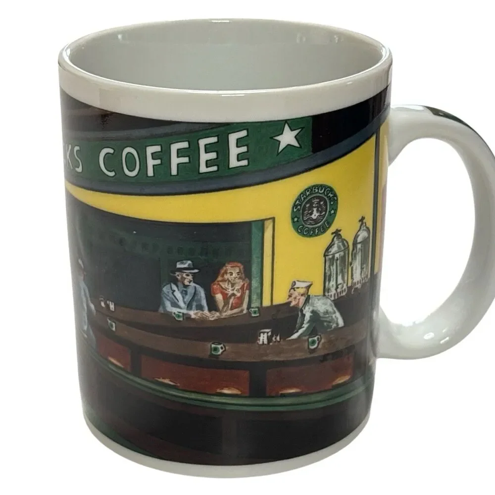 STARBUCKS Chaleur Nighthawks D Burrows by Edward Hopper Diner Art Ceramic Mug